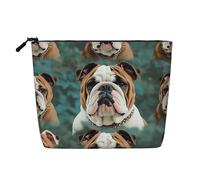 GDSHJKLW Borsa da trucco in lino per donne, organizer da viaggio impermeabile per cosmetici, leggera, con cerniera, organizer divertente per pennelli da trucco con bulldog inglese