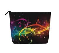 Gdshjklw Borsa da trucco in lino per donne, organizer da viaggio impermeabile per cosmetici, leggera, con cerniera, organizer per articoli da toeletta da viaggio con note musicali colorate borsa per