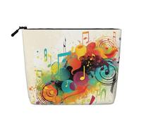 GDSHJKLW Borsa da trucco in lino per donne, organizer da viaggio impermeabile per cosmetici, leggera, con cerniera, organizer per pennelli da trucco a tema musica astratta