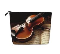 Gdshjklw Borsa da trucco in lino per donne, organizer da viaggio impermeabile per cosmetici, leggera, con cerniera, organizer per violino e libri, pennelli da trucco