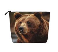 Gdshjklw Borsa da trucco in lino per donne, organizer da viaggio impermeabile per cosmetici, leggera, con cerniera, organizer per pennelli da trucco Grizzly Bear