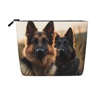 Gdshjklw Borsa da trucco in lino per donne, organizer da viaggio impermeabile per cosmetici, leggera, con cerniera, borsa da toilette organizer per pennelli da trucco con pastore tedesco animale