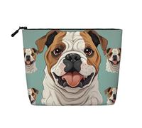 GDSHJKLW Borsa da trucco in lino per donne, organizer da viaggio impermeabile per cosmetici, leggera, con cerniera, organizer divertente per pennelli da trucco con bulldog inglese
