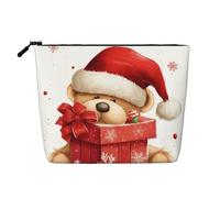 GDSHJKLW Borsa per il trucco in lino da donna, organizer da viaggio impermeabile per cosmetici, leggera, con cerniera, organizer per articoli da toeletta da viaggio con cappello di Babbo Natale e