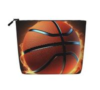 GDSHJKLW Borsa per il trucco in lino per donne, organizer da viaggio impermeabile per cosmetici, leggera, con cerniera, borsa da toeletta da viaggio organizer 3D per pennelli da trucco da basket
