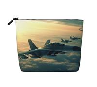 GDSHJKLW Borsa per il trucco in lino per donne, organizer da viaggio impermeabile per cosmetici, leggera, con cerniera, organizer per aeromobili da combattimento aerei, pennelli da trucco