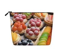 Gdshjklw Borsa per il trucco in lino per donne, organizer da viaggio impermeabile per cosmetici, leggera, con cerniera, organizer per cosmetici da viaggio con crostate dolci fresche, borsa per