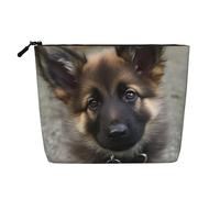 Gdshjklw Borsa per il trucco in lino per donne, organizer da viaggio impermeabile per cosmetici, leggera, con cerniera, borsa da toeletta organizer carino pastore tedesco, cucciolo di pastore tedesco