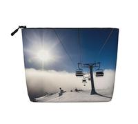 GDSHJKLW Borsa per il trucco in lino per donne, organizer da viaggio impermeabile per cosmetici, leggera, con cerniera, borsa da toilette organizer per ski-lift At Sunshine borsa portaoggetti per