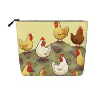 Gdshjklw Borsa per il trucco in lino per donne, organizer da viaggio impermeabile per cosmetici, leggera, con cerniera, borsa da toilette organizer da viaggio per una covata di polli borsa per