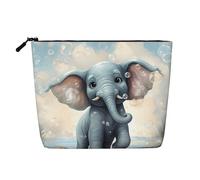 Gdshjklw Borsa per il trucco in lino per donne, organizer da viaggio impermeabile per cosmetici, leggera, con cerniera, organizer per articoli da toeletta da viaggio, grazioso elefante che gioca a