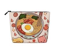 Gdshjklw Borsa per il trucco in lino per donne, organizer da viaggio impermeabile per cosmetici, leggera, con cerniera, organizer per pennelli da trucco delizioso e dolce ramen