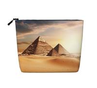 Gdshjklw Borsa per il trucco in lino per donne, organizer da viaggio impermeabile per cosmetici, leggera, con cerniera, organizer da viaggio con piramide egiziana nel deserto, borsa per pennelli da