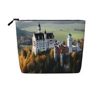 GDSHJKLW Borsa per il trucco in lino per le donne, organizer da viaggio impermeabile per cosmetici, leggera, con cerniera, borsa da toeletta da viaggio organizer Germania castello di Neuschwanstein