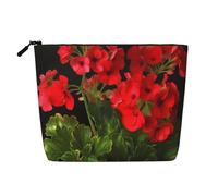 Gdshjklw Borsa per il trucco in lino per le donne, organizer da viaggio impermeabile per cosmetici leggera con cerniera da viaggio borsa da toeletta organizer con gerani rossi1 borsa per pennelli da