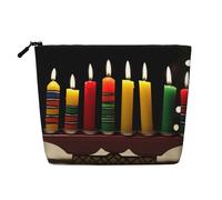 GDSHJKLW Borsa per il trucco in lino per le donne, organizer da viaggio impermeabile per cosmetici, leggera, con cerniera, organizer per articoli da toeletta Kwanzaa, candele, pennelli da trucco