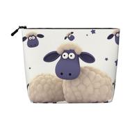 Gdshjklw Borsa per il trucco in lino per le donne, organizer da viaggio impermeabile per cosmetici, leggera, con cerniera, organizer per pennelli da trucco con pecore