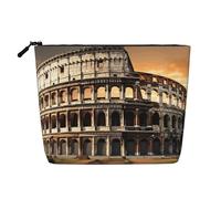 GDSHJKLW Borsa per il trucco in lino per le donne, organizer da viaggio impermeabile per cosmetici, leggera, con cerniera, organizer per pennelli da trucco antico Colosseo