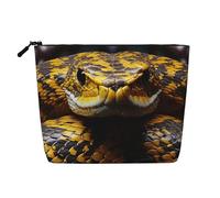 Gdshjklw Borsa per il trucco in lino per le donne, organizer da viaggio impermeabile per cosmetici leggera con cerniera borsa da toilette organizer per pennelli da trucco giallo serpente