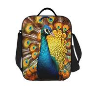 GDSHJKLW Borsa termica per il pranzo a forma di pavone, riutilizzabile, per donne e uomini, riutilizzabile, a prova di perdite, con tracolla regolabile, per ufficio, lavoro, viaggi, picnic, campeggio
