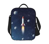 GDSHJKLW Borsa termica per il pranzo a forma di razzo nello spazio, riutilizzabile, a prova di perdite, con tracolla regolabile, per ufficio, lavoro, viaggi, picnic, campeggio