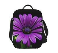 GDSHJKLW Borsa termica per il pranzo con margherite viola, riutilizzabile, per donne e uomini, riutilizzabile, a prova di perdite, con tracolla regolabile, per ufficio, lavoro, viaggi, picnic