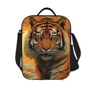GDSHJKLW Borsa termica per il pranzo con tigre che sorge il sole, riutilizzabile, a prova di perdite, con tracolla regolabile, per ufficio, lavoro, viaggi, picnic, campeggio
