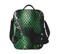 GDSHJKLW Borsa termica per il pranzo in pelle di serpente verde, riutilizzabile, a prova di perdite, con tracolla regolabile, per ufficio, lavoro, viaggi, picnic, campeggio