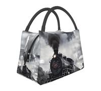 GDSHJKLW Borsa termica per il pranzo, per donne e uomini, grande, a prova di perdite, riutilizzabile, con treno a vapore, nuvole, per lavoro, picnic, viaggi