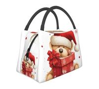 GDSHJKLW Borsa termica per il pranzo, per donne e uomini, grande scatola portapranzo a prova di perdite, riutilizzabile, borsa termica per il pranzo, cappello di Babbo Natale e porta cibo per lavoro