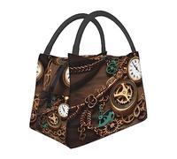 GDSHJKLW Borsa termica per il pranzo, per donne e uomini, grande scatola portapranzo a prova di perdite, riutilizzabile, borsa termica per il pranzo, borsa termica Steampunk, orologi, chiavi e catene