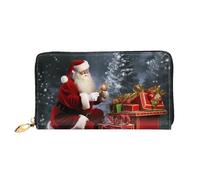 GDSHJKLW Buon Natale Regalo di Babbo Natale Donne Portafogli In Pelle Zip Intorno Frizione Borse Impermeabile Porta Carte Di Credito Con Il Supporto Del Telefono Signore Portamonete Viaggio