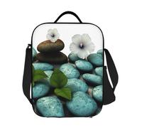 GDSHJKLW Cobblestone Zen Flowers - Borsa termica per il pranzo, riutilizzabile, a prova di perdite, con tracolla regolabile, per ufficio, lavoro, viaggi, picnic, campeggio