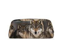 GDSHJKLW Confezione di astuccio in pelle con lupi, grande capacità, borsa per il trucco con cerniera, per donne e uomini, borsa da toeletta da viaggio impermeabile, borsa per cosmetici ampia aperta
