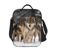 GDSHJKLW Confezione di lupi borsa termica per il pranzo, riutilizzabile, per donne e uomini, borsa termica riutilizzabile a tenuta stagna con tracolla regolabile per ufficio, lavoro, viaggi, picnic