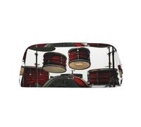 GDSHJKLW Cool Drum Set Astuccio in pelle di grande capacità, astuccio per penne, borsa per il trucco con cerniera, per donne e uomini, borsa da toeletta da viaggio impermeabile, borsa per cosmetici