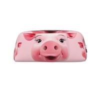 GDSHJKLW Divertente astuccio in pelle con faccia di maiale rosa, grande capacità, borsa per il trucco con cerniera, per donne e uomini, borsa da toeletta da viaggio impermeabile, borsa per cosmetici
