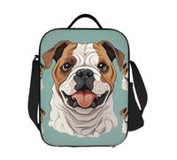 GDSHJKLW Divertente borsa termica per il pranzo con bulldog inglese, riutilizzabile, a prova di perdite, con tracolla regolabile, per ufficio, lavoro, viaggi, picnic, campeggio