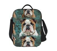 GDSHJKLW Divertente borsa termica per il pranzo con bulldog inglese, riutilizzabile, a prova di perdite, con tracolla regolabile, per ufficio, lavoro, viaggi, picnic, campeggio