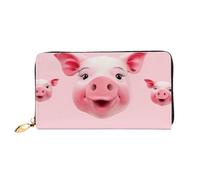 GDSHJKLW Divertente Rosa Maiale Faccia Donne Portafogli In Pelle Zip Intorno Frizione Borse Impermeabile Porta Carte Di Credito Con Porta Telefono Signore Portamonete Viaggio