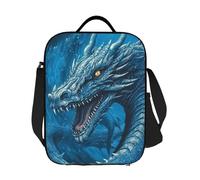 GDSHJKLW Dragon Cool Blue Borsa termica per il pranzo riutilizzabile per donne e uomini, borsa termica riutilizzabile a tenuta stagna con tracolla regolabile per ufficio, lavoro, viaggi, picnic