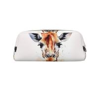 GDSHJKLW Elegante astuccio in pelle con giraffa ad acquerello, grande capacità, borsa per il trucco con cerniera, per donne e uomini, borsa da toeletta da viaggio, borsa cosmetica impermeabile con