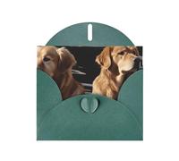 GDSHJKLW Golden Retrievers, biglietto di auguri vuoto con buste, 10,2 x 15,2 cm, biglietti di ringraziamento, biglietti per tutte le occasioni, colore verde scuro, per Natale, vacanze, compleanni