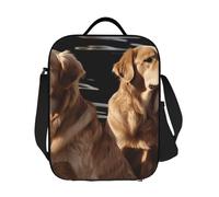GDSHJKLW Golden Retrievers - Borsa termica per il pranzo, riutilizzabile, a prova di perdite, con tracolla regolabile, per ufficio, lavoro, viaggi, picnic, campeggio