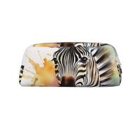 GDSHJKLW Grazioso astuccio in pelle acquerello zebrato grande capacità, astuccio per penne, borsa per trucco con cerniera, per donne e uomini, borsa da toilette da viaggio, borsa cosmetica