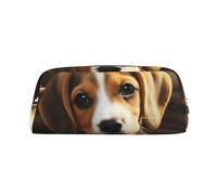 GDSHJKLW Grazioso astuccio in pelle con Beagle, grande capacità, astuccio per penne, borsa per il trucco con cerniera, per donne e uomini, borsa da toilette da viaggio, borsa per cosmetici