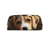GDSHJKLW Grazioso astuccio in pelle con Beagle, grande capacità, astuccio per penne, borsa per il trucco con cerniera, per donne e uomini, borsa da toilette da viaggio, borsa per cosmetici