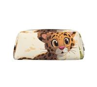 GDSHJKLW Grazioso astuccio in pelle con motivo giaguaro di un bambino, grande capacità, astuccio per trucchi con cerniera, per donne e uomini, borsa da toilette da viaggio, borsa per cosmetici