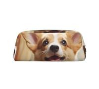 GDSHJKLW Grazioso astuccio in pelle Corgi, grande capacità, con cerniera, per donne, uomini, articoli da toeletta da viaggio, impermeabile, portamonete, Argento, Taglia unica