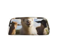 GDSHJKLW Grazioso astuccio in pelle di capra, grande capacità, astuccio per penne, borsa per il trucco con cerniera, per donne e uomini, borsa da toilette da viaggio impermeabile, borsa per cosmetici